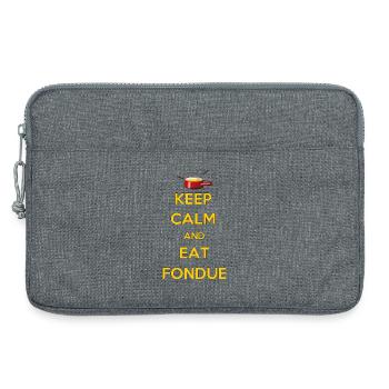 KEEP CALM AND EAT FONDUE Geschenk Käse Schweiz - Laptoptasche 13" - Grau meliert - Vorne