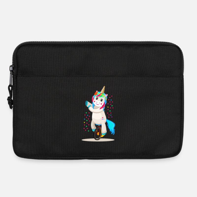 Einhorn Unicorn auf einem Einrad - Laptoptasche 13" - Schwarz