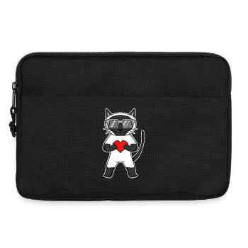 Siamkatze mit Sonnenbrille und Herz - Laptoptasche 13" - Schwarz - Vorne