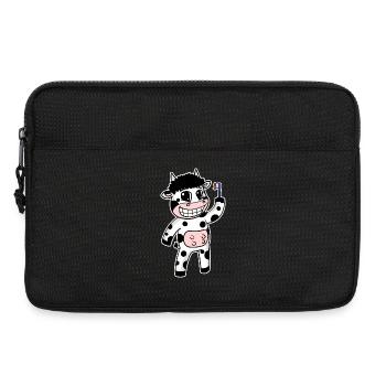 Kuh mit Zahnbürste - Laptoptasche 13" - Schwarz - Vorne