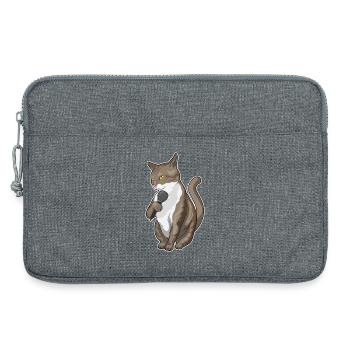 Chant du Chat Chanteur au Microphone - Sacoche pour ordinateur portable 13 pouces - gris chiné - Devant