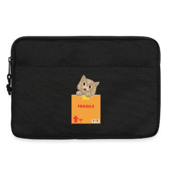 Neugieriges Kätzchen auf zerbrechlichem Paket - Laptoptasche 13" - Schwarz - Vorne