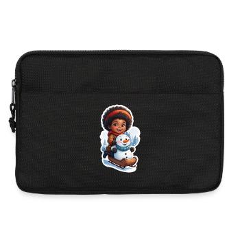 Child-friendly snowman on sled - Laptop bag 13" - black - Front
