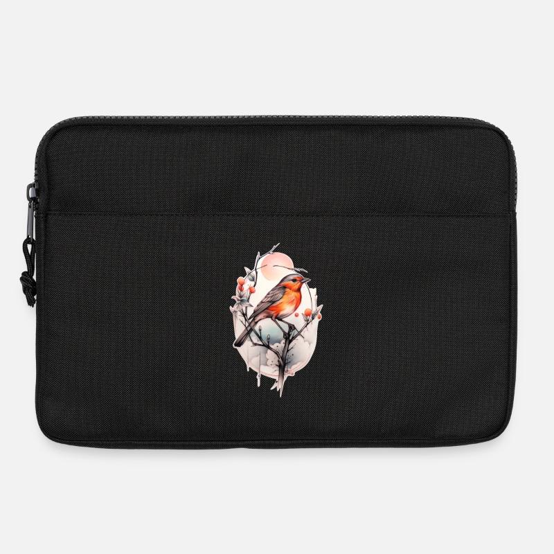 Rotkehlchen auf einem Ast - TattooStyle - Laptoptasche 13" - Schwarz