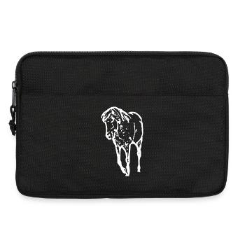 Cheval Blanc Chevaux Blancs T-shirt Cadeau Cavalier - Sacoche pour ordinateur portable 13 pouces - noir - Devant