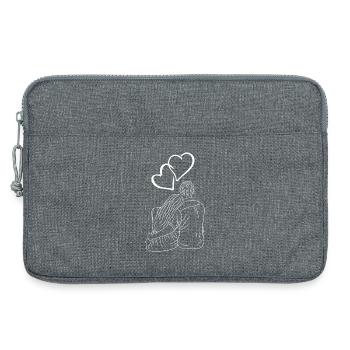 Couple Amour Coeur Silhouette - Sacoche pour ordinateur portable 13 pouces - gris chiné - Devant