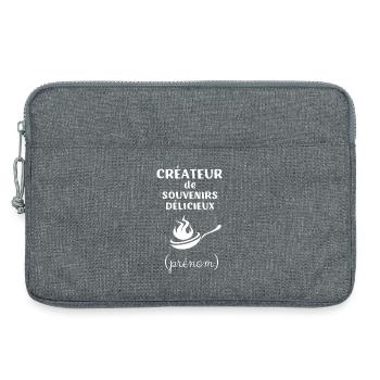 Anpassbare Küchenschürze für Herren - Laptoptasche 13" - Grau meliert - Vorne