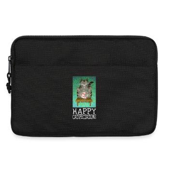 Happy Catspectations - Motivierende getigerte Katzenkunst - Laptoptasche 13" - Schwarz - Vorne