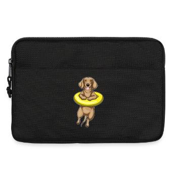 Dackel Schwimmen Schwimmring Sommer - Laptoptasche 13" - Schwarz - Vorne