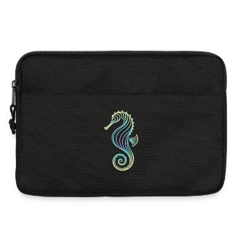 Seepferdchen Farbverlauf Blau Gelb Tribal Grün - Laptoptasche 13" - Schwarz - Vorne