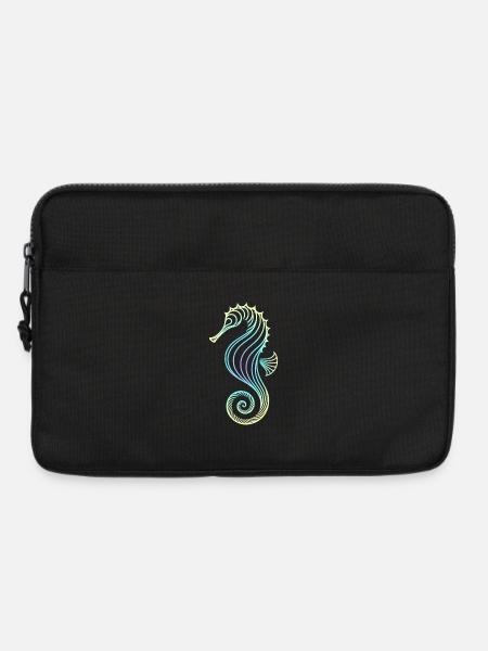 Seepferdchen Farbverlauf Blau Gelb Tribal Grün - Laptoptasche 13" - Schwarz
