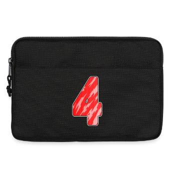 4 - Vier Zahl Nummer Muster Rot - Laptoptasche 13" - Schwarz - Vorne