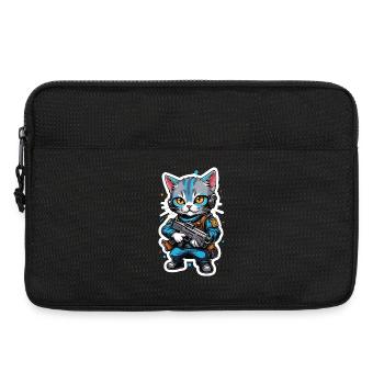 Katzenkrieger mit Hightech-Waffen - Laptoptasche 13" - Schwarz - Vorne