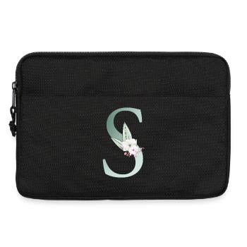S Monogramme, Floral, Personnalisable - Sacoche pour ordinateur portable 13 pouces - noir - Devant