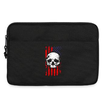 Amerikanischer Flaggen-Schädel - Laptoptasche 13" - Schwarz - Vorne