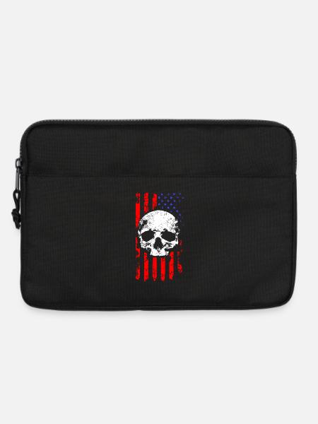 Amerikanischer Flaggen-Schädel - Laptoptasche 13" - Schwarz