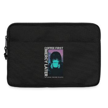 Coffee First Mercy Later Anime Girl Cyberpunk - Laptop bag 13" - black - Front
