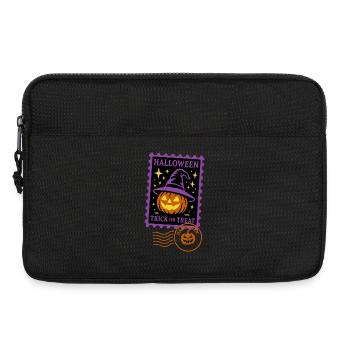 Briefmarke - Halloween Kürbis mit Zauberhut - Laptoptasche 13" - Schwarz - Vorne