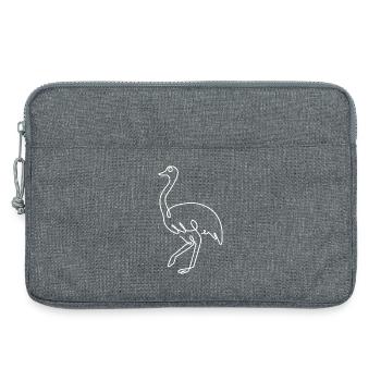 Croquis d’autruche – Dessin d’animal élégant - Sacoche pour ordinateur portable 13 pouces - gris chiné - Devant