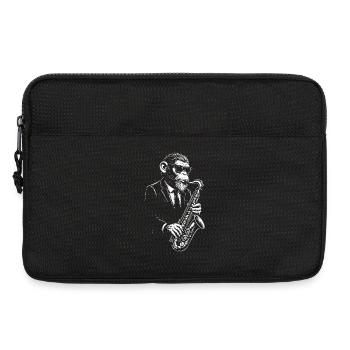 Saxophone Jazz Singe en Costume - Sacoche pour ordinateur portable 13 pouces - noir - Devant