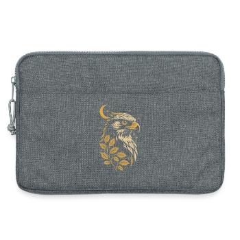 Faucon Horus avec lune – Symbole égyptien - Sacoche pour ordinateur portable 13 pouces - gris chiné - Devant