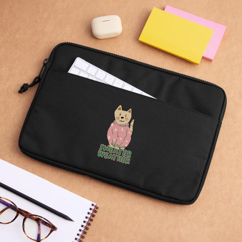 Chat en pull rose – Temps de pull Sacoche pour ordinateur portable 13 pouces