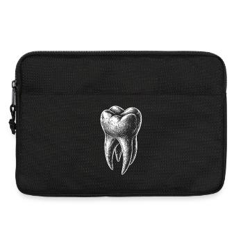 Schwarzweiß Zahnskizze Grafik - Laptoptasche 13" - Schwarz - Vorne