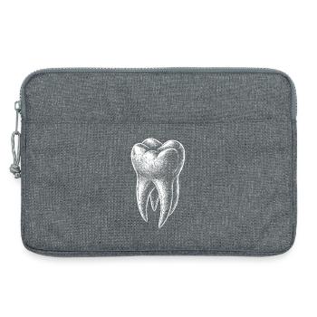 Graphique de croquis de dents en noir et blanc - Sacoche pour ordinateur portable 13 pouces - gris chiné - Devant