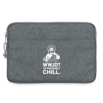 WWJD? Chillige Jesus-Illustration - Laptoptasche 13" - Grau meliert - Vorne
