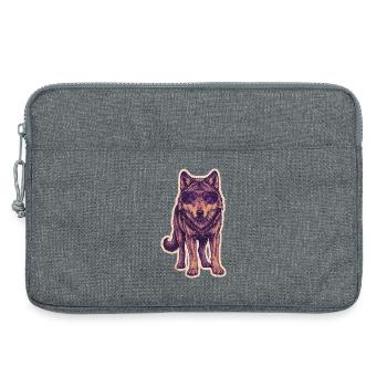 Wolf with sunglasses - Laptop bag 13" - heather grey - Front