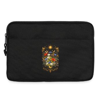 Mystischer Wildblumenstrauß Sonne Mond Floral  - Laptoptasche 13" - Schwarz - Vorne