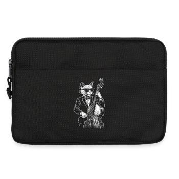 Jazz Cat Bassist im Anzug - Laptoptasche 13" - Schwarz - Vorne