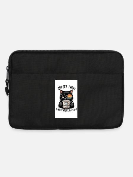 Coffee first, adventure later Cat - Laptop bag 13" - black