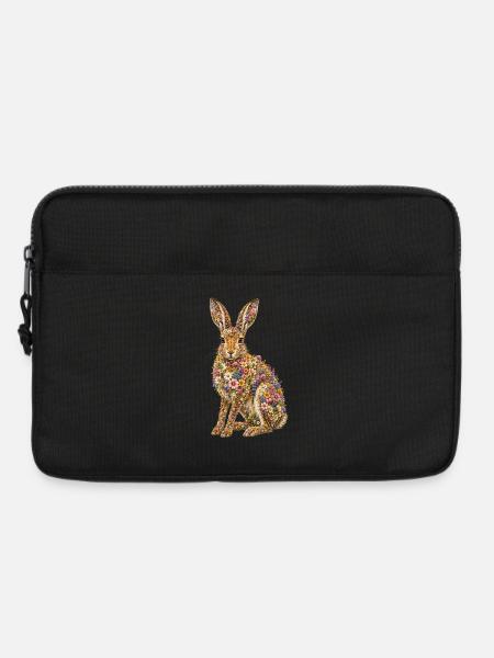 Blumenhase | Floraler Feldhase aus Wildblumen - Laptoptasche 13" - Schwarz