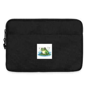Charming frog on water lily - Laptop bag 13" - black - Front