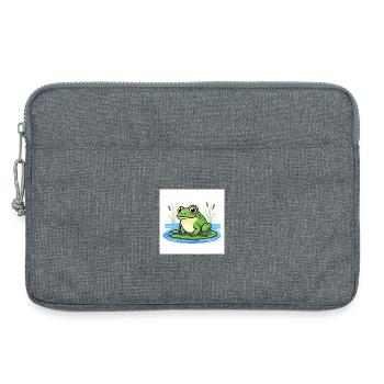 Charmanter Frosch auf Seerose - Laptoptasche 13" - Grau meliert - Vorne
