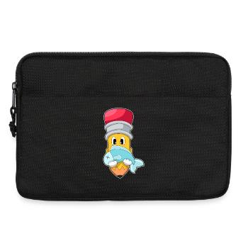 Bleistift Angler Fisch Angeln - Laptoptasche 13" - Schwarz - Vorne