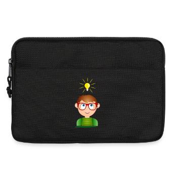 Junge mit Brille und einer leuchtenden Glühbirne - Laptoptasche 13" - Schwarz - Vorne