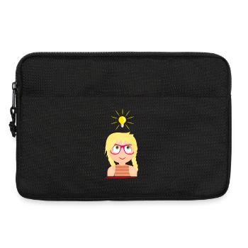 Mädchen mit Brille und einer leuchtenden Glühbirne - Laptoptasche 13" - Schwarz - Vorne