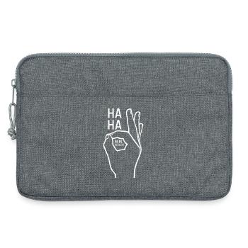 Haha Reingeguckt Handzeichen lustig - Laptoptasche 13" - Grau meliert - Vorne