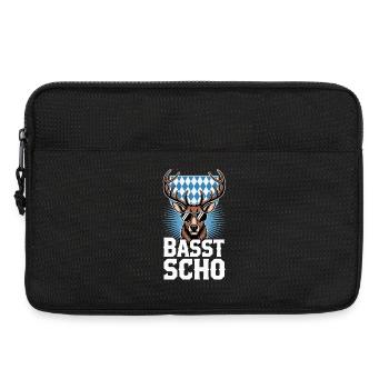 Basst Scho Hirsch Bayerischer Dialekt Bayern - Laptoptasche 13" - Schwarz - Vorne
