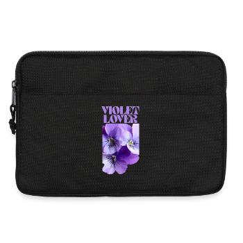 Violettes Stiefmütterchen-Blumenmuster - Laptoptasche 13" - Schwarz - Vorne