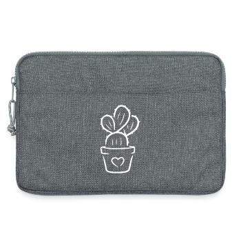 Cactus in a pot with heart – sweet plant motif - Laptop bag 13" - heather grey - Front