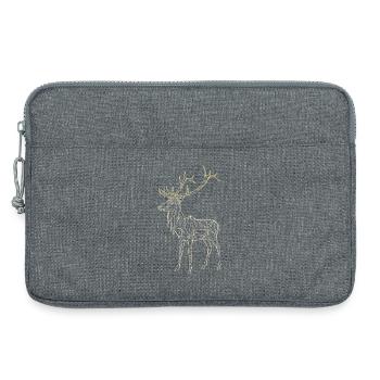 Cerf polygonal - Hiver géométrique - Sacoche pour ordinateur portable 13 pouces - gris chiné - Devant