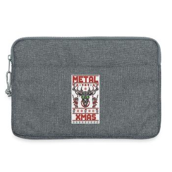 Tête de cerf de Noël métallisée - Sacoche pour ordinateur portable 13 pouces - gris chiné - Devant