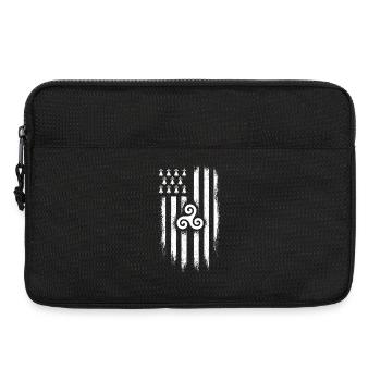 Bretagne Drapeau Breton Gwenn ha Du Grunge - Sacoche pour ordinateur portable 13 pouces - noir - Devant