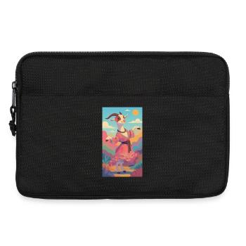 Bunte Lamas Tanz in Pastelllandschaft - Laptoptasche 13" - Schwarz - Vorne