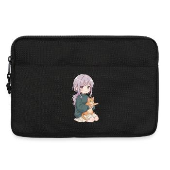 Anime Mädchen Katze Japan Kawaii Katzenliebhaber - Laptoptasche 13" - Schwarz - Vorne