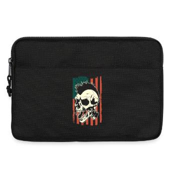 Punk Schädel auf US-Flagge - Laptoptasche 13" - Schwarz - Vorne