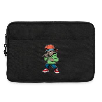 Junger Rapper-Junge mit Mikrofon - Laptoptasche 13" - Schwarz - Vorne